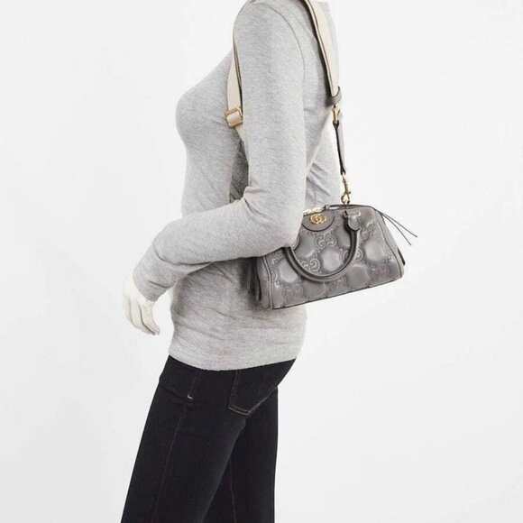 Gucci Grey GG Stitched Leather Matelassè Mini Bag - Picture 2 of 11